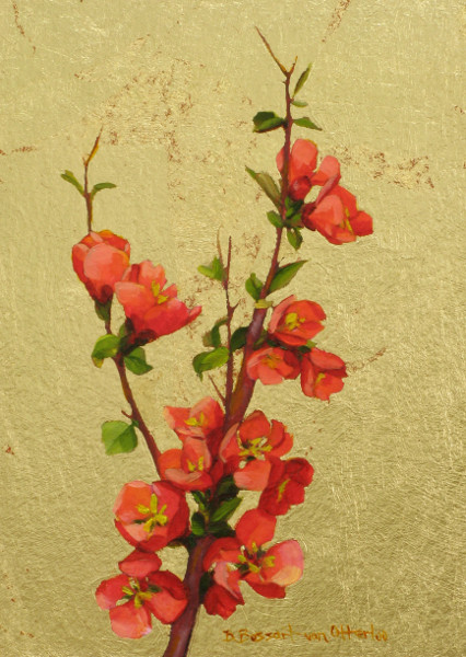 Flowering Quince on Gold