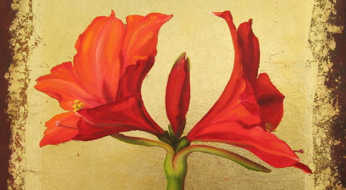 Red Amaryllis on Gold - click to see more new paintings