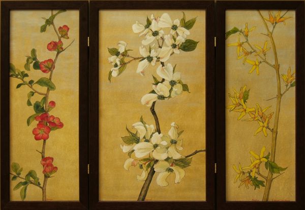 Spring Flowering Branches Triptych