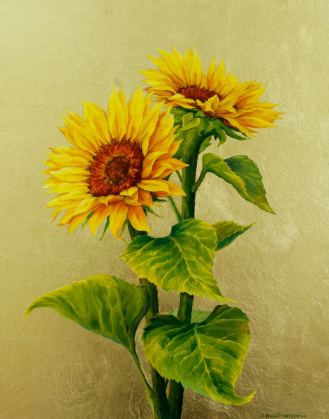 Sunflowers on Gold