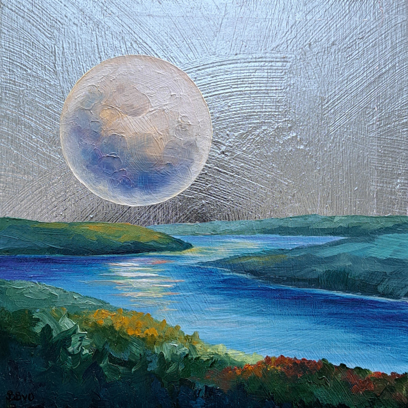 Bridget Bossart van Otterloo | Paintings | Full Moon Over Keuka Lake